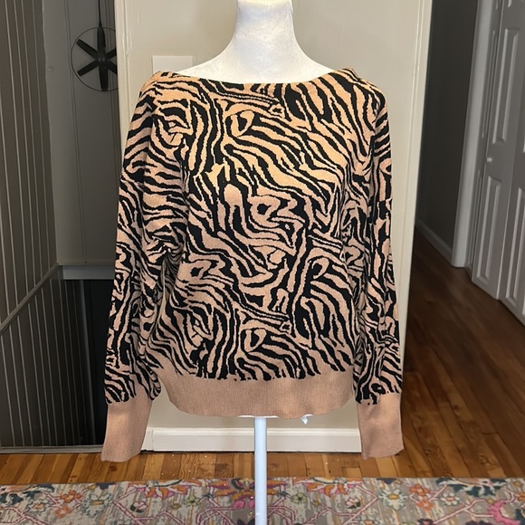 Anthropologie Maeve  Animal Print Knit Boatneck Sweater NWT Size Medium - Picture 2 of 8